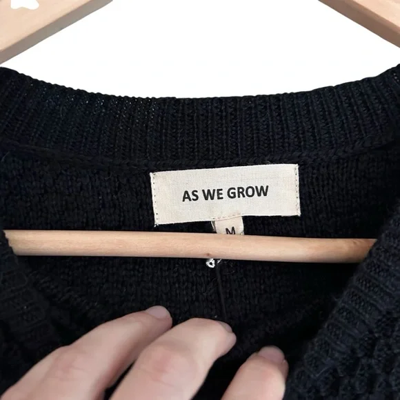 AS WE GROW Black Baby Alpaca Merino Knit Everyday Sweater NWT Sz M - Picture 4 of 9